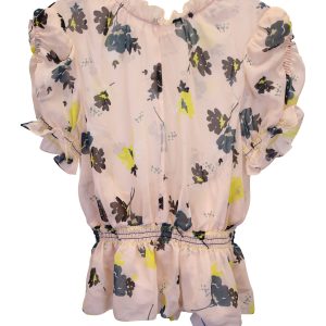 Self-Portrait Top – gerüscht, Blumenmuster, bedruckt, Rosa, Polyester, 7748692738108