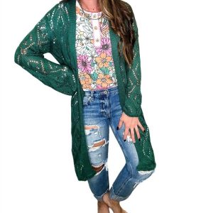 Strickjacke – gehäkelt, Grün