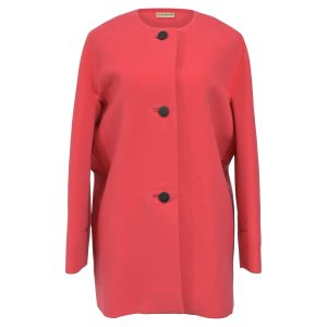 Balenciaga Mantel – einreihig, Rosa, Wolle