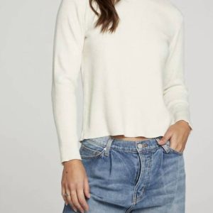 T-Shirt – Langarm, Rundhalsausschnitt, Sahne