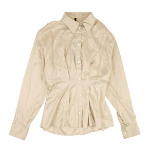 Unravel Project – Seide – Streifenmuster – mit Knopfleiste – Hemd – Beige