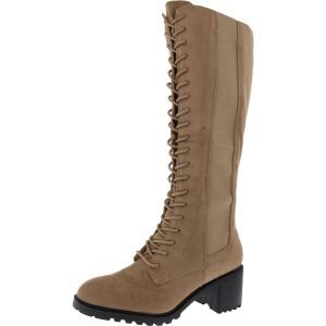 mit Schnürung – Velourslederimitat – kniehohe Stiefel