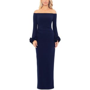 schulterfrei – gerüscht – Abendkleid