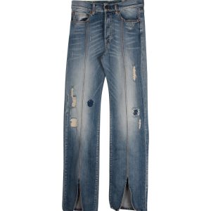Off-White Jeans – Used-Effekt, gerades Bein, Denim, Blau, Baumwolle, 7748639588412