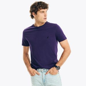 Nautica Herren-T-Shirt – unifarben, Rundhalsausschnitt, 7785122562108