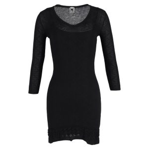 Missoni Kleid – Langarm, gestrickt, Mini, Schwarz, Wolle