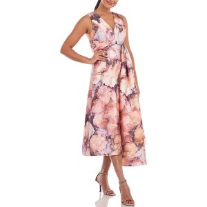 Midi – V-Ausschnitt – Cocktail- und Partykleid