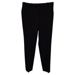 Theory Hose – gerades Bein, niedriger Bund, Schwarz, Wolle, 7733788737596