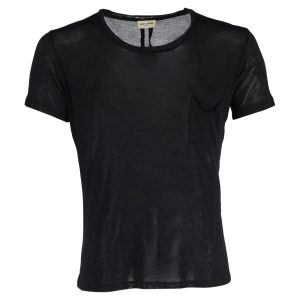 Saint Laurent T-Shirt – runder Ausschnitt, Kurzarm, Schwarz, Baumwolle