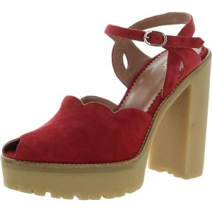 Pumps – Veloursleder, offene Schuhspitze, Plateau