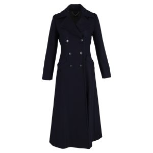 Max Mara Mantel – zweireihig, ausgestellt, Marineblau, Wolle, 7833196724284