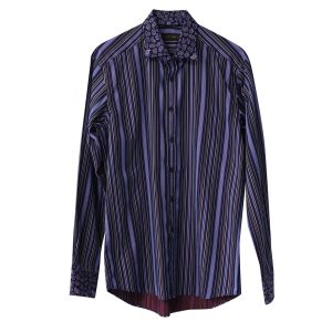 Etro Hemd – Paisley, Streifenmuster, bedruckt, Lila, Baumwolle
