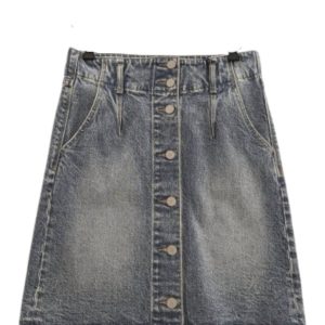 Damen-Rock – Denim, mit Knopfleiste, Mini, Vintage, Dunkelblau