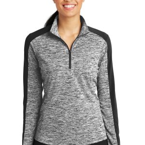 Sport-Tek Damen-Pullover – PosiCharge, Electric Heather, Colorblock, 1/4-Reißverschluss, LST397