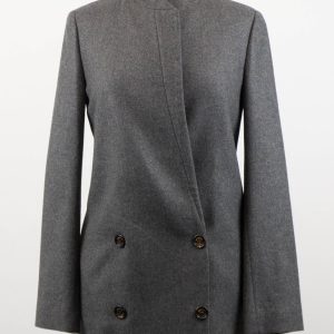 Damen-Mantel – Grau, Kaschmir, lang