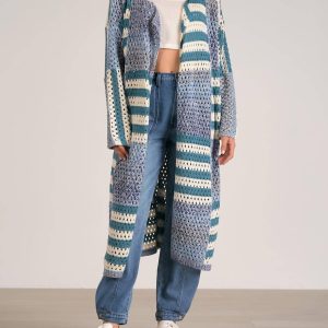 Bella Strickjacke – lang, Blau