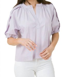 Henley-Shirt – Bluse, Lavendel