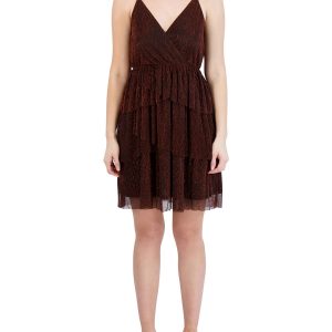 Damen – Metallic-Optik – Mini – Cocktail- und Partykleid