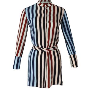 Diane von Furstenberg Hemdkleid – Streifenmuster, Mehrfarbig, Seide