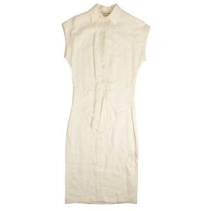 Hemdkleid – Weiß, mit Knopfleiste, ärmellos