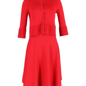 Carolina Herrera Strickjacke – Kleid, Set, Rot, Viskose