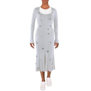 Juniorgrößen – mit Strass – gerippt – gestrickt – Strickkleid