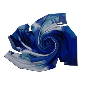 Schal – Wolle, Jacquard, Blau