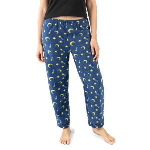 Damen-Schlafanzug – Fleece, Hose, Mondmotiv