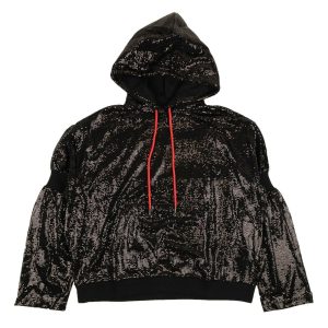 Pullover – Schwarz, mit Pailletten, Kapuzenpullover