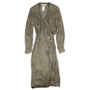 Mehrfarbig – Wickeloptik – Langarm – Kleid