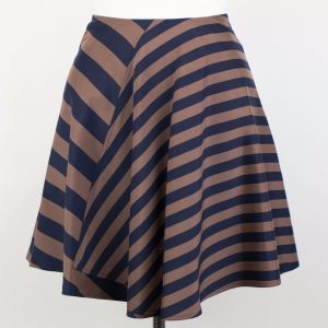Damen-Rock – Braun, Marineblau, Seidenmischung, ausgestellt