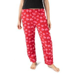 Damen-Schlafanzug – Fleece, Hose, Herzmotiv