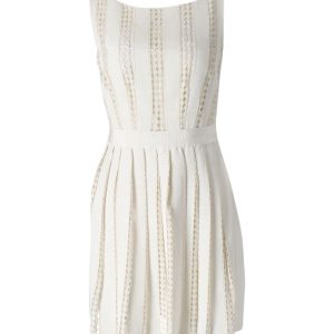 Moschino Kleid – perforiert, plissiert, Sahne, Baumwolle