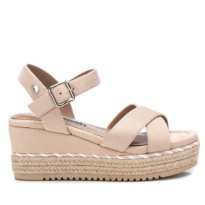 Damen – Veloursleder – Keilsandalen – Beige – 7704789844028