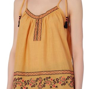 Damen-Tanktop – mit Stickerei, Baumwolle, Top, Gelb, 7676643311676