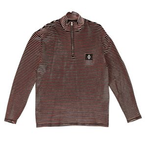 Herren-Hemd – Schwarz, Rosa, Velours, Streifenmuster, halber Reißverschluss
