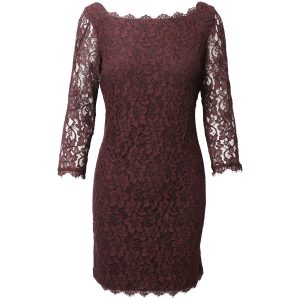 Diane Von Furstenberg Kleid – mit Spitze, Bordeauxrot, Viskose, 7766502867004