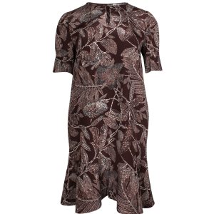 Chloe Kleid – ausgestellt, Blumenmuster, Braun, Seide, 7703686447164