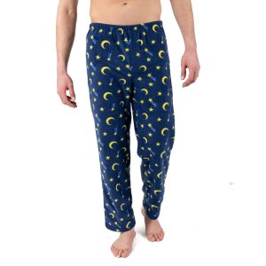 Herren-Schlafanzug – Fleece, Hose, Mondmotiv