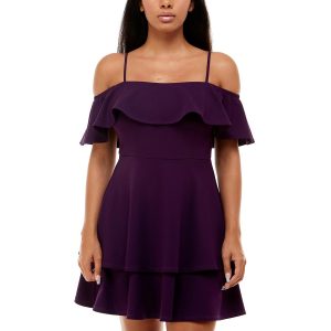 Juniorgrößen – gerüscht – schulterfrei – Cocktail- und Partykleid