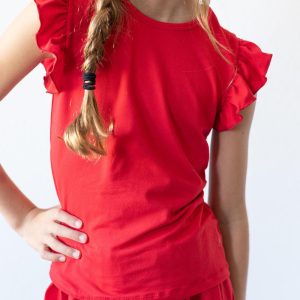 T-Shirt – Rot, Rüschen