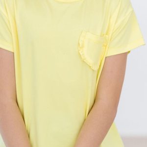 T-Shirt – Gelb, Rüschen, Taschen