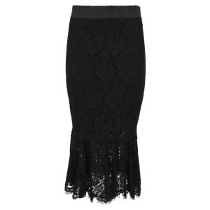 Dolce & Gabbana Rock – mit Spitze, Midi, Schwarz, Baumwolle, 7765036433468