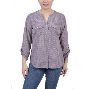 Bluse – Kurzgrößen, Knopfleiste vorne, Langarm