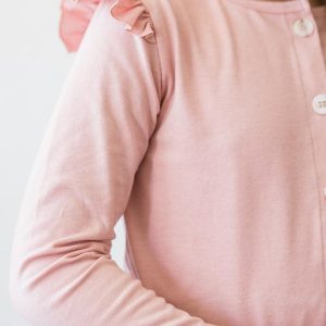 Strickjacke – Vintage, Rosa, Rüschen