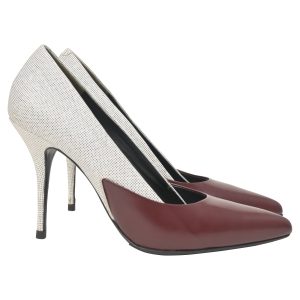 Alexander Wang Pumps – zweifarbig, hoher Absatz, Cremefarben, Bordeauxrot, Leder, 7748788486204