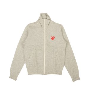 Sweatshirt – Grau, Baumwolle, 5, Rot, Herzmotiv