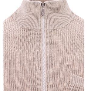 Brunello Cucinelli Herren-Pullover – mit halbem Reißverschluss, Beige