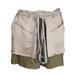 Valentino Hose – Shorts, Olivgrün, Satin, 7703702143036