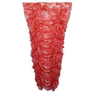 Ganni Rock – Blumenmuster, gerafft, Korallrot, Chiffon, 7748818796604